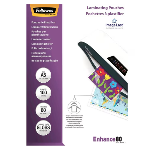 Fellowes A5 Laminating Pouches 2x80micron Gloss Pack of 100